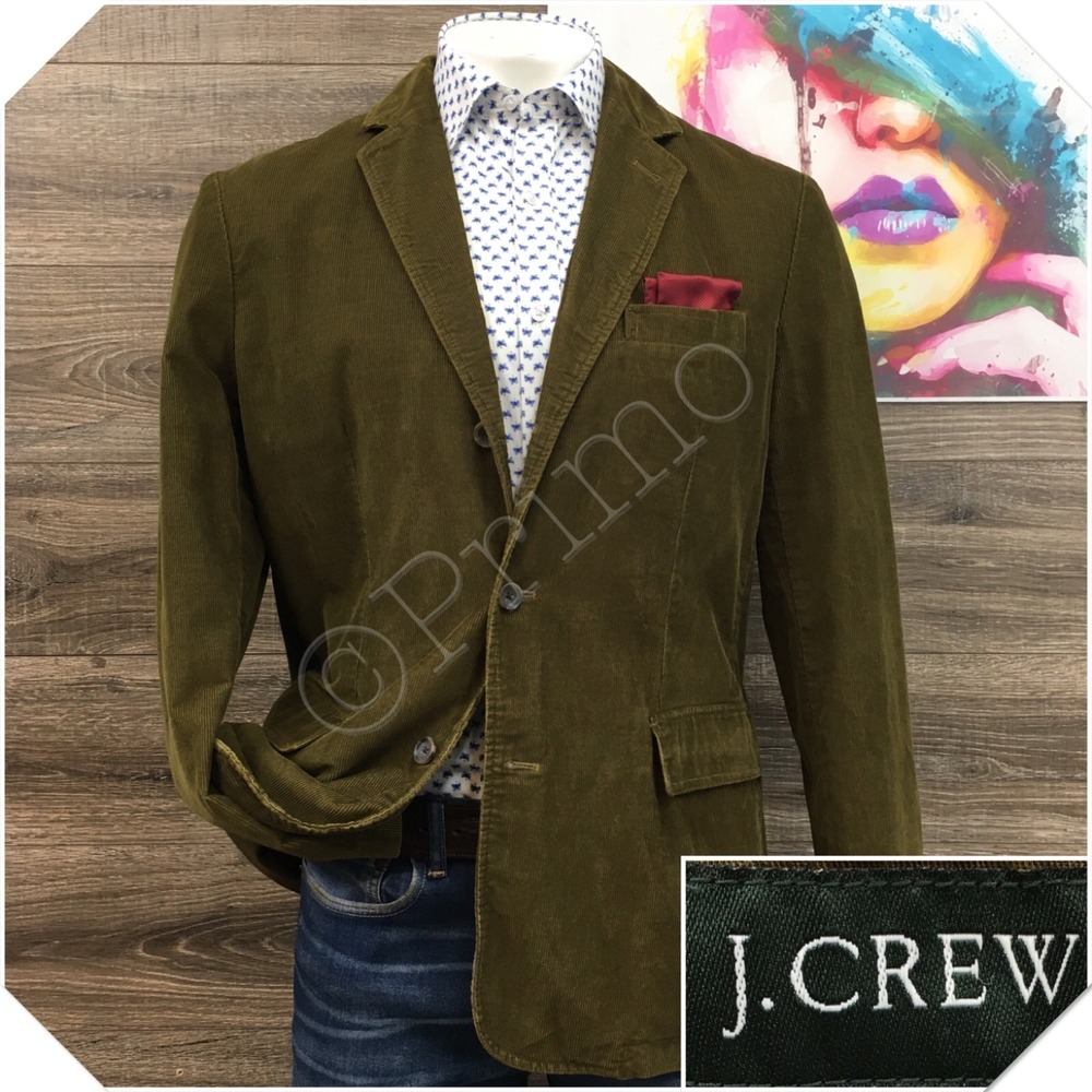J CREW Mens Corduroy Blazer Sport Coat Casual Jacket Size L (44L) Cotton Suit